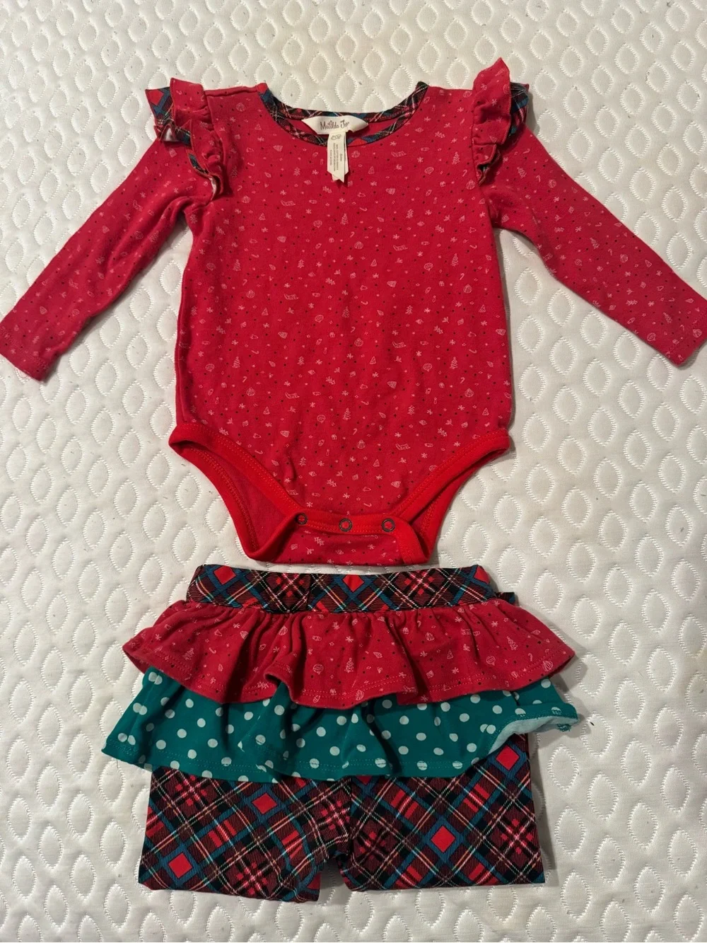 Matilda Jane Santa Baby Body Suit and Leggings Red and Green 6-12 Months